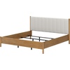 image:imageNathan James Miles Mid Century Modern Queen Bed Frame Queen Size Platform Wood Bed Frame with Upholstered Headboard Cream BoucleLight BrownMiles Brown
