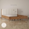 image:imageNathan James Miles Mid Century Modern Queen Bed Frame Queen Size Platform Wood Bed Frame with Upholstered Headboard Cream BoucleLight BrownMiles Brown
