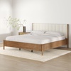image:imageNathan James Miles Mid Century Modern Queen Bed Frame Queen Size Platform Wood Bed Frame with Upholstered Headboard Cream BoucleLight BrownMiles Brown