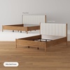 image:imageNathan James Miles Mid Century Modern Queen Bed Frame Queen Size Platform Wood Bed Frame with Upholstered Headboard Cream BoucleLight BrownMiles Brown