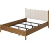 image:imageNathan James Miles Mid Century Modern Queen Bed Frame Queen Size Platform Wood Bed Frame with Upholstered Headboard Cream BoucleLight BrownMiles Brown