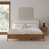 image:imageNathan James Miles Mid Century Modern Queen Bed Frame Queen Size Platform Wood Bed Frame with Upholstered Headboard Cream BoucleLight BrownMiles Brown