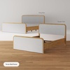 image:imageNathan James Miles Mid Century Modern Queen Bed Frame Queen Size Platform Wood Bed Frame with Upholstered Headboard Cream BoucleLight BrownWoodGray Upholstery