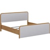 image:imageNathan James Miles Mid Century Modern Queen Bed Frame Queen Size Platform Wood Bed Frame with Upholstered Headboard Cream BoucleLight BrownWoodGray Upholstery