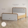 image:imageNathan James Miles Mid Century Modern Queen Bed Frame Queen Size Platform Wood Bed Frame with Upholstered Headboard Cream BoucleLight BrownWoodGray Upholstery