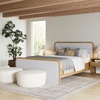 image:imageNathan James Miles Mid Century Modern Queen Bed Frame Queen Size Platform Wood Bed Frame with Upholstered Headboard Cream BoucleLight BrownWoodGray Upholstery