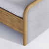 image:imageNathan James Miles Mid Century Modern Queen Bed Frame Queen Size Platform Wood Bed Frame with Upholstered Headboard Cream BoucleLight BrownWoodGray Upholstery