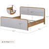 image:imageNathan James Miles Mid Century Modern Queen Bed Frame Queen Size Platform Wood Bed Frame with Upholstered Headboard Cream BoucleLight BrownWoodGray Upholstery
