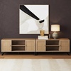 image:imageNathan James Mina Modern TV Stand Entertainment Cabinet Media Console with a Natural Rattan Storage Doors White Finish and Gold Brass Accents for Living Room or Media Room WhiteGoldOakBlack
