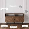 image:imageNathan James Mina Modern TV Stand Entertainment Cabinet Media Console with a Natural Rattan Storage Doors White Finish and Gold Brass Accents for Living Room or Media Room WhiteGoldWalnut BrownBlack