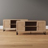 image:imageNathan James Mina Modern TV Stand Entertainment Cabinet Media Console with a Natural Rattan Storage Doors White Finish and Gold Brass Accents for Living Room or Media Room WhiteGoldOakBlack