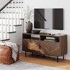 image:imageNathan James Mina Modern TV Stand Entertainment Cabinet Media Console with a Natural Rattan Storage Doors White Finish and Gold Brass Accents for Living Room or Media Room WhiteGoldWalnut BrownBlack