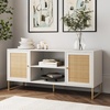image:imageNathan James Mina Modern TV Stand Entertainment Cabinet Media Console with a Natural Rattan Storage Doors White Finish and Gold Brass Accents for Living Room or Media Room WhiteGoldMatte WhiteGold