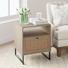 image:imageNathan James Mina Rattan Wood End Side Accent Table Nightstand amp Andrew Nightstand Accent Bedside End Side Table with Storage DrawerOakBlack
