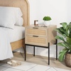 image:imageNathan James Mina Rattan Wood End Side Accent Table Nightstand amp Andrew Nightstand Accent Bedside End Side Table with Storage DrawerOakBlack
