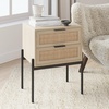 image:imageNathan James Mina Rattan Wood End Side Accent Table Nightstand amp Andrew Nightstand Accent Bedside End Side Table with Storage DrawerOakBlack