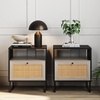 image:imageNathan James Mina Rattan Wood End Side Accent Table Nightstand with Storage for Living Room or Bedroom 1 Black OakBlackBlack OakBlack