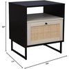 image:imageNathan James Mina Rattan Wood End Side Accent Table Nightstand with Storage for Living Room or Bedroom 1 Black OakBlackBlack OakBlack