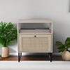 image:imageNathan James Mina Rattan Wood End Side Accent Table Nightstand with Storage for Living Room or Bedroom 1 Black OakBlackOakBlack