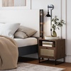 image:imageNathan James Mina Rattan Wood End Side Accent Table Nightstand with Storage for Living Room or Bedroom 1 Black OakBlackWalnut BrownBlack