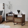 image:imageNathan James Mina Rattan Wood End Side Accent Table Nightstand with Storage for Living Room or Bedroom 1 Black OakBlackWalnut BrownBlack