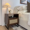 image:imageNathan James Mina Rattan Wood End Side Accent Table Nightstand with Storage for Living Room or Bedroom 1 Black OakBlackWalnut BrownBlack