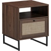 image:imageNathan James Mina Rattan Wood End Side Accent Table Nightstand with Storage for Living Room or Bedroom 1 Black OakBlackWalnut BrownBlack