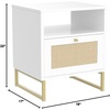 image:imageNathan James Mina Rattan Wood End Side Accent Table Nightstand with Storage for Living Room or Bedroom 1 Black OakBlackWhiteGold