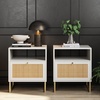 image:imageNathan James Mina Rattan Wood End Side Accent Table Nightstand with Storage for Living Room or Bedroom 1 Black OakBlackWhiteGold