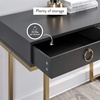 image:imageNathan James Parker Modern Home Office Writing Computer or Laptop Desk with Open Storage Cubby and Small Drawer WalnutBlackGold