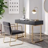 image:imageNathan James Parker Modern Home Office Writing Computer or Laptop Desk with Open Storage Cubby and Small Drawer WalnutBlackGold