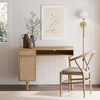 image:imageNathan James Parker Modern Home Office Writing Computer or Laptop Desk with Open Storage Cubby and Small Drawer WalnutNatural Brown