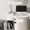 image:imageNathan James Parker Modern Home Office Writing Computer or Laptop Desk with Open Storage Cubby and Small Drawer WalnutWhite