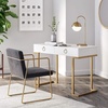 image:imageNathan James Parker Modern Home Office Writing Computer or Laptop Desk with Open Storage Cubby and Small Drawer WalnutWhiteGold