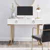image:imageNathan James Parker Modern Home Office Writing Computer or Laptop Desk with Open Storage Cubby and Small Drawer WalnutWhiteGold