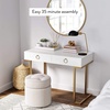 image:imageNathan James Parker Modern Home Office Writing Computer or Laptop Desk with Open Storage Cubby and Small Drawer WalnutWhiteGold