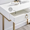image:imageNathan James Parker Modern Home Office Writing Computer or Laptop Desk with Open Storage Cubby and Small Drawer WalnutWhiteGold