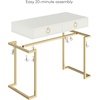 image:imageNathan James Parker Modern Home Office Writing Computer or Laptop Desk with Open Storage Cubby and Small Drawer WalnutWhiteGold