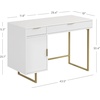 image:imageNathan James Parker Modern Home Office Writing Computer or Laptop Desk with Open Storage Cubby and Small Drawer WalnutWhitePale Gold