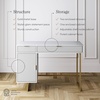 image:imageNathan James Parker Modern Home Office Writing Computer or Laptop Desk with Open Storage Cubby and Small Drawer WalnutWhitePale Gold