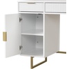 image:imageNathan James Parker Modern Home Office Writing Computer or Laptop Desk with Open Storage Cubby and Small Drawer WalnutWhitePale Gold