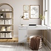 image:imageNathan James Parker Modern Home Office Writing Computer or Laptop Desk with Open Storage Cubby and Small Drawer WalnutWhitePale Gold