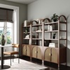 image:imageNathan James Paxton Boho Bookshelf Cabinet with Solid Wood Frame Rattan Bookshelf with Cabinet Base Arched Bookcase Cabinet for Living Room or Home Office Dark Acacia Set of 4Dark Acaciasynthetic Rattanbrushed Brass