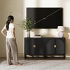 image:imageNathan James Paxton MidCentury Modern Wood Storage Cabinet with Doors Arched Storage Cabinet for Living Room or Kitchen with Rattan Door Details Raw OakBlack OakBlack Rattan