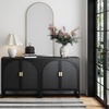 image:imageNathan James Paxton MidCentury Modern Wood Storage Cabinet with Doors Arched Storage Cabinet for Living Room or Kitchen with Rattan Door Details Raw OakBlack OakBlack Rattan