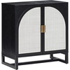 image:imageNathan James Paxton MidCentury Modern Wood Storage Cabinet with Doors Arched Storage Cabinet for Living Room or Kitchen with Rattan Door Details Raw OakBlack OakPale Rattan