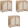 image:imageNathan James Paxton MidCentury Modern Wood Storage Cabinet with Doors Arched Storage Cabinet for Living Room or Kitchen with Rattan Door Details Raw OakRaw Oak