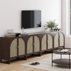 image:imageNathan James Paxton MidCentury Modern Wood Storage Cabinet with Doors Arched Storage Cabinet for Living Room or Kitchen with Rattan Door Details Raw OakDark Acacia