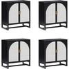 image:imageNathan James Paxton MidCentury Modern Wood Storage Cabinet with Doors Arched Storage Cabinet for Living Room or Kitchen with Rattan Door Details Raw OakBlack OakPale Rattan
