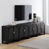 image:imageNathan James Paxton MidCentury Modern Wood Storage Cabinet with Doors Arched Storage Cabinet for Living Room or Kitchen with Rattan Door Details Raw OakBlack OakBlack Rattan